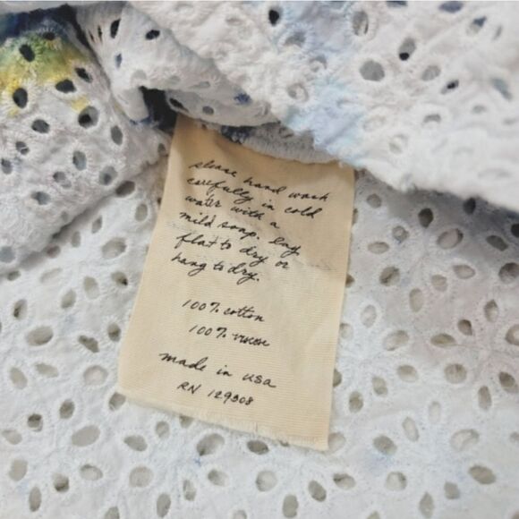 NEW Raquel Allegra Alice Eyelet Shift Dress in Blue Watercolor US Size Small 4/6 - Picture 10 of 13